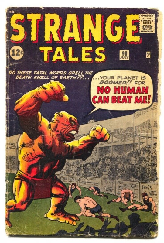 STRANGE TALES #98 1962-MARVEL-HORROR-JACK KIRBY-STEVE DITKO-incomplete