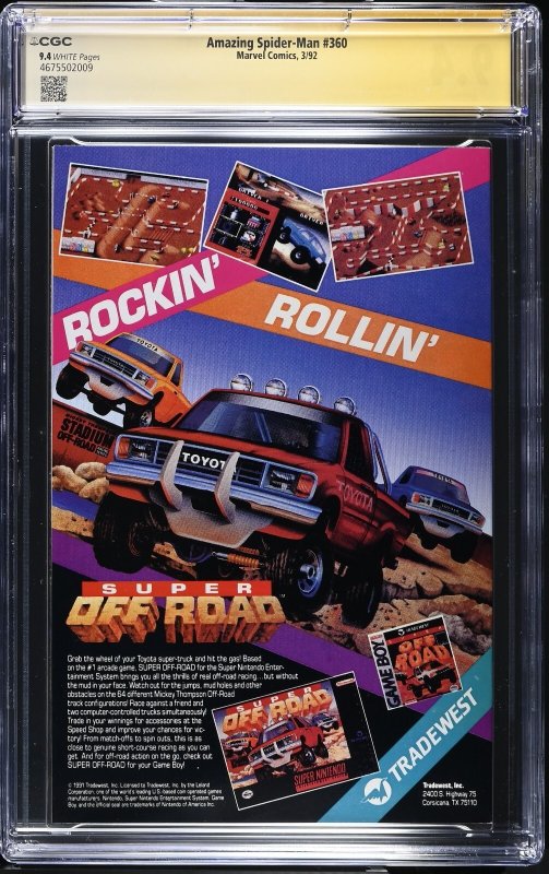 Amazing Spider-Man (1992) # 360 (CGC 9.4 SS) Signed Mark Bagley