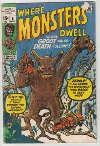 Where Monsters Dwell #6 (Nov-70) VG Affordable-Grade Sporr