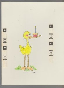 YOUR FIRST BIRTHDAY Cartoon Duck w/ Cupcake 7x9 Greeting Card Art #B8720