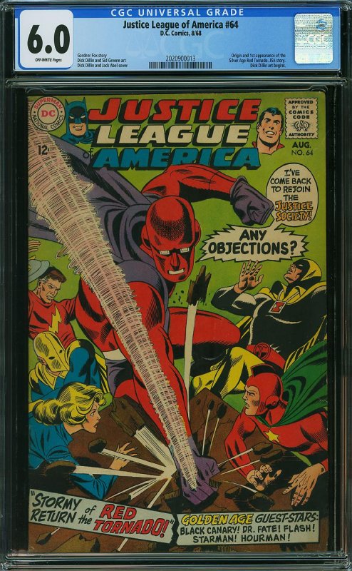 Justice League of America #64 (DC, 1968) CGC 6.0 KEY 1st Red Tornado