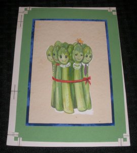 MERRY CHRISTMAS Cute Cartoon Asparagus 6x8 Greeting Card Art #8103