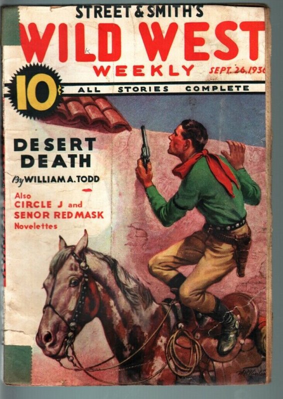 WILD WEST WEEKLY-9/26/1936-PULP-SENOR RED MASK-CIRCLE J-WESTERN G/VG