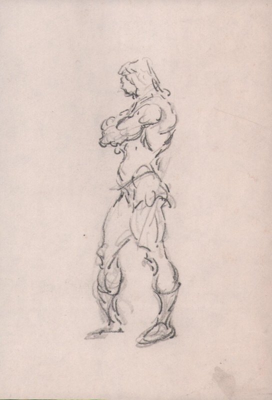 Male Figure Profile Pencil Study - Conan-Esque - Art By John Buscema
