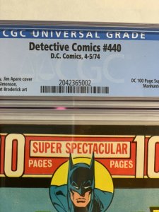 Detective Comics 440 Cgc 9.8 Ow/w Pages 100 Pages Batman Dc Comics RARE!