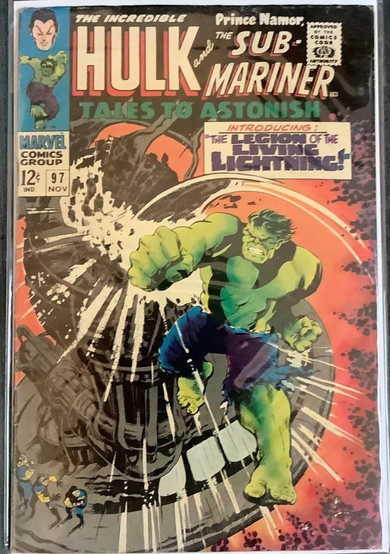 Tales to Astonish #97 (1967, Marvel) Featuring Hulk & The Sub-Mariner.  FN