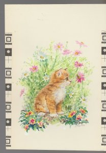 ALL FRIENDS ARE SPECIAL Kitten in Flower Garden 5.5x8 Greeting Card Art #M94011 