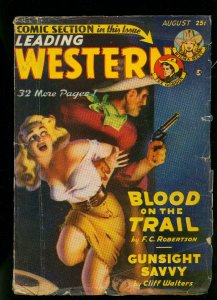 Leading Western Pulp August 1949- Tex Gordon - Wilma West- GGA- VG+