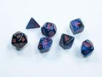 Chessex Mini 7 Die Dice Set - Black-Starlight/Red