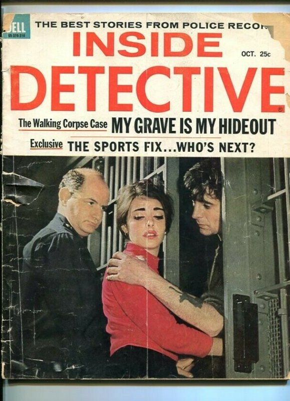 INSIDE DETECTIVE-OCT. 1963-HONEYMOON CELL-BULLET-BOGUS-GRAVE-STRANGER FR/G