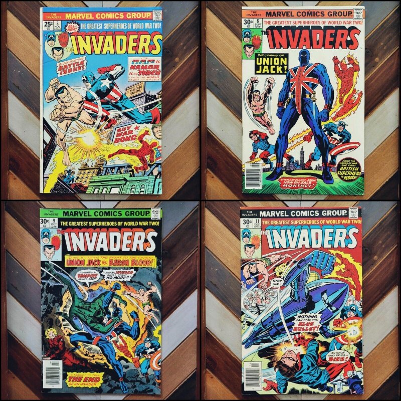 Invaders #3, 8, 9, 11 (Marvel 1975) 1st U-MAN, UNION JACK, BARON BLOOD, SPITFIRE