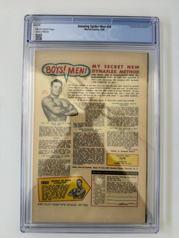 Amazing Spider-Man #34 CGC 7.5- Marvel  2nd appearance of Gwen Stacy (1966)