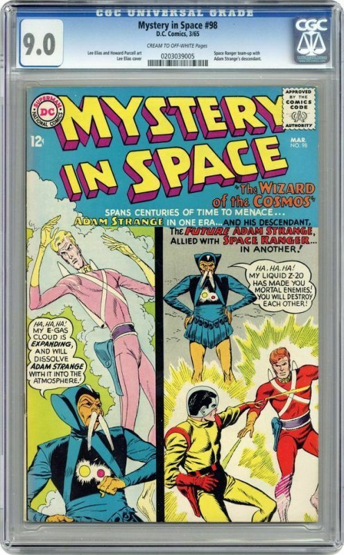 VTG 1963 Mystery in Space #98 CGC 9.0 VF/NM Adam Strange Space Ranger team-up 