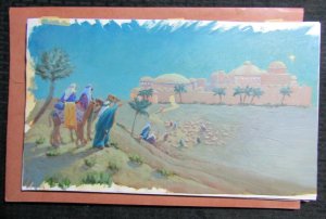 CHRISTMAS Three Wise Men Overlooking Bethlehem 17.5x10 Greeting Card Art #X6868