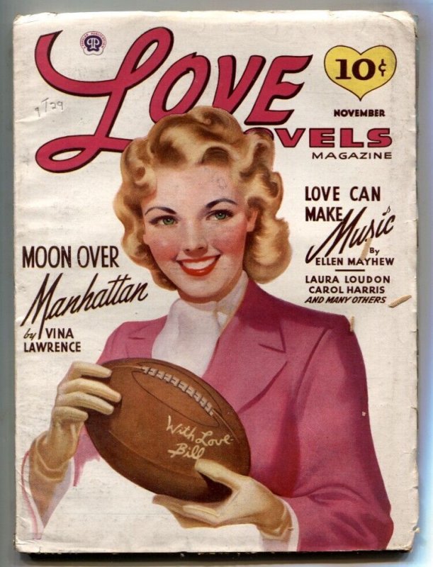 Love Novels Pulp November 1943- Football cover- Moon Over Manhattan