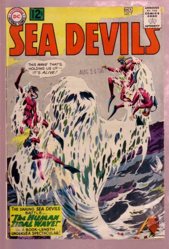 SEA DEVILS #7 1962-HUMAN TIDAL WAVE-FROGMAN-RUSS HEATH G