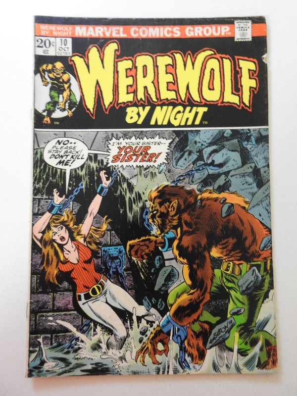 Werewolf by Night #10 (1973) VG Condition rust on staples