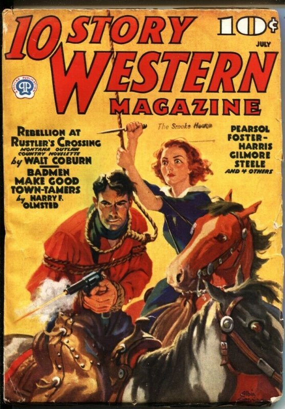 10 STORY WESTERN--JULY 1937-WILD BUNCH & BUTCH CASSIDY STORY-VIOLENT-PULP