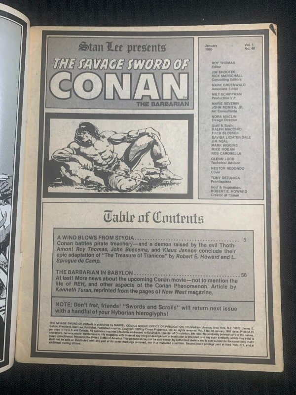 1980 SAVAGE SWORD OF CONAN Magazine #48 GD+ 2.5 John Buscema