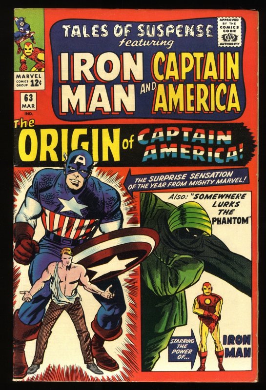 Tales Of Suspense #63 FN+ 6.5 Iron Man Origin Captain America!