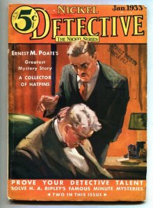 Nickel Detective 1933 Jan-Very rare mystery pulp-Dart in neck cvr