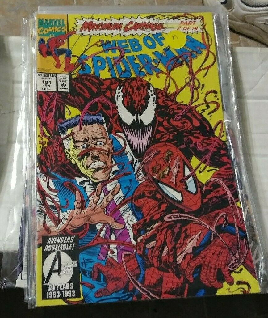 Web of spiderman 101 1993 marvel MAXIMUM CARNAGE PT 2