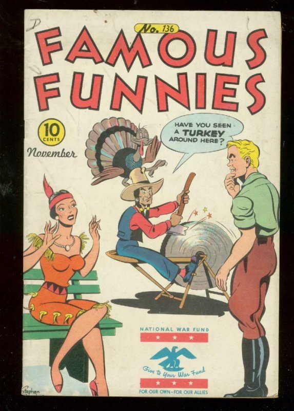 FAMOUS FUNNIES #136 1945-HEADLIGHT COVER-BUCK ROGERS FN