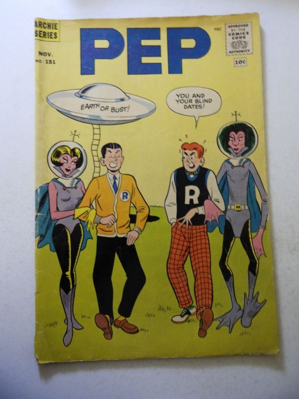 Pep Comics #151 (1961) VG Condition moisture stains, 3/4 cumulative spine split