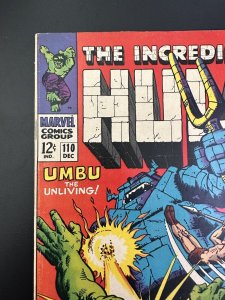 The Incredible Hulk #110 FN- First Appearance Of Umbu (Marvel 1968)