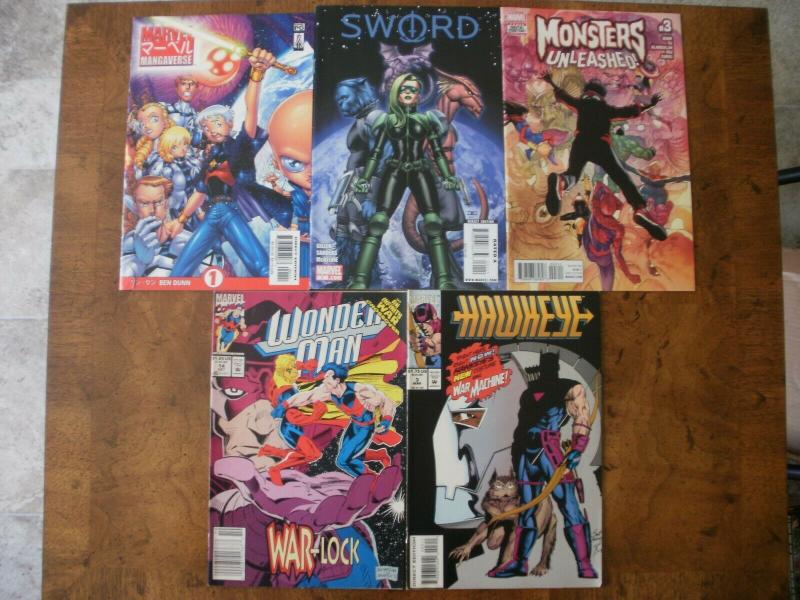 5 MARVEL Comic: MANGAVERSE SWORD #1 MONSTERS UNLEASHED #3 WONDER MAN #14 HAWKEYE