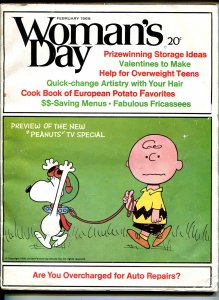 MAG: Woman's Day 2/1968- Peanuts cover & story-Charles Schulz-Snoopy-Charlie ...