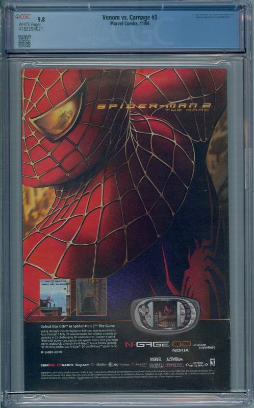 VENOM VS CARNAGE #3 CGC 9.8 TOXIN CLAYTON CRAIN 4021