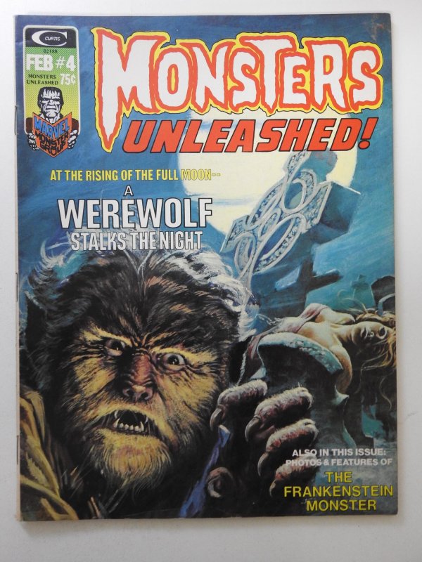 Monsters Unleashed! #4 (1974) A Werewolf Stalks The Night! VG/Fine Condition!