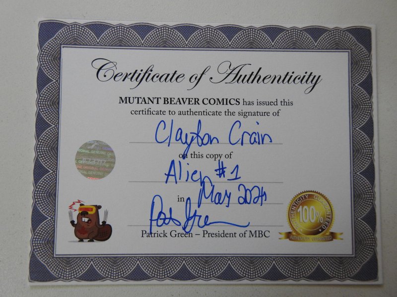 Alien #1 Virgin Variant Signed by clayton Crain W/ Certificate of Authenticity!