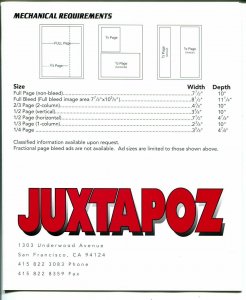 Juxtapoz Art Magazine Advertising Media Kit  1995-rare post card-very rare-VF