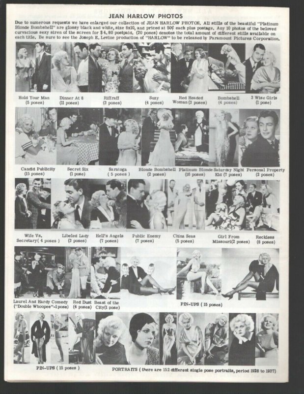 Movie Star News Mail Order Sales Catalog Supplement #T 1960's-Irving Klaw-8 x... 