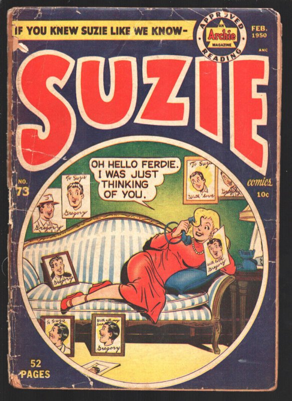 SUZIE #73 1950 ARCHIE -Pin-up girl cover-Good girl Art & swimsuit panels-Katy...