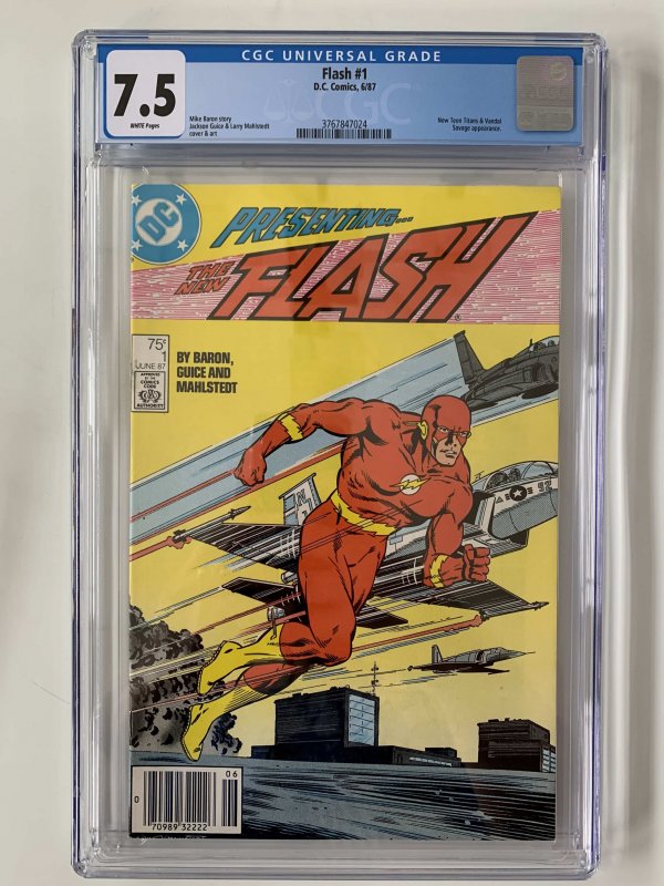 Flash #1 CGC 7.5 Newsstand DC - 1987 New Teen Titans & Vandal Savage App