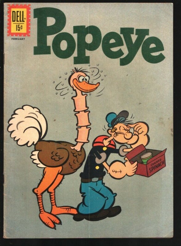 Popeye #63 1961-Dell-Ostrich eats spinach cans on cover-Popeye on haunted Isl...