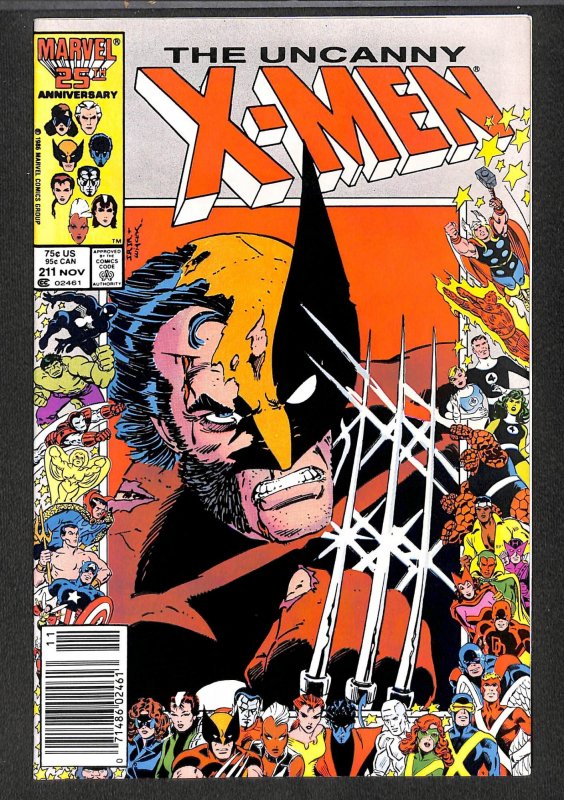 Uncanny X-Men #211 NM+ 9.6 Newsstand Variant Mutant Massacre Tie-in!