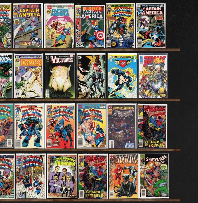 Huge Lot 140+ Comics with Captain America, Web Of Spider-Man & More!