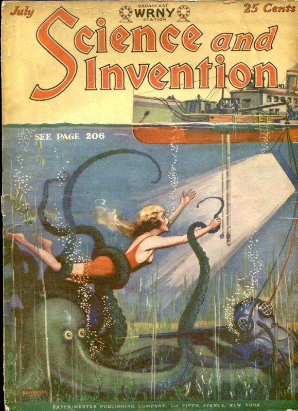 Science & Invention July 1928- Wild octopus cover- Metal Emperor