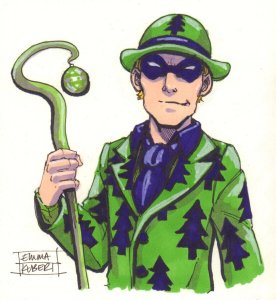 The Riddler Christmas Style Commission - Signed art by Emma Kubert