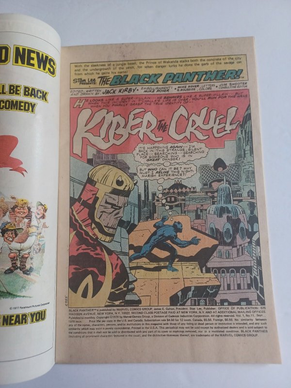 Black Panther #11 newsstand - Jack kirby - 1978 - FN/VF