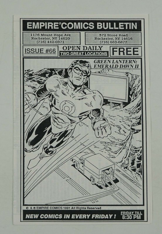Empire Comics Bulletin #66 - 1991 - Green Lantern cover art - Emerald Dawn II 
