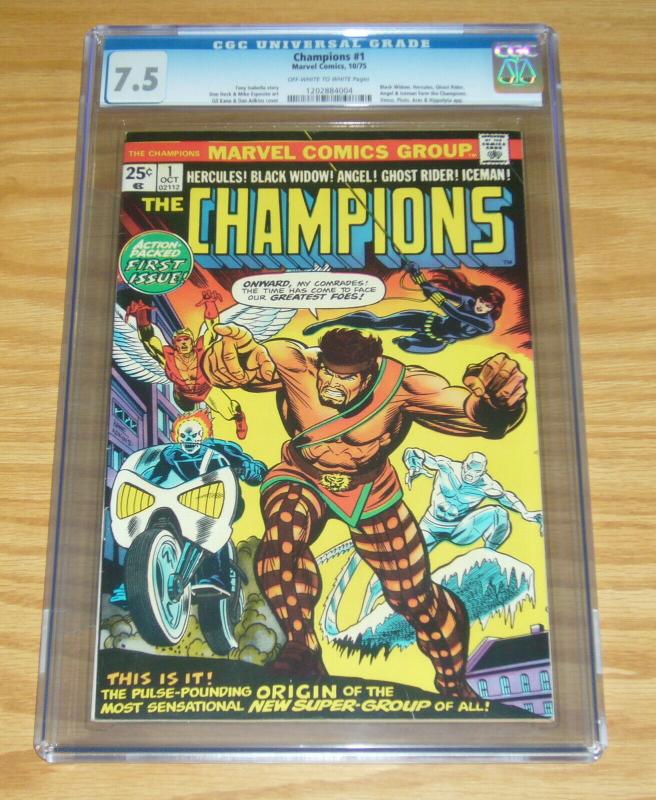 Champions #1 CGC 7.5 ghost rider - black widow - iceman - angel - hercules 1975