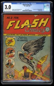 Flash Comics #2 CGC GD/VG 3.0 2nd Appearance of Flash and 1st Hawkman Cover!