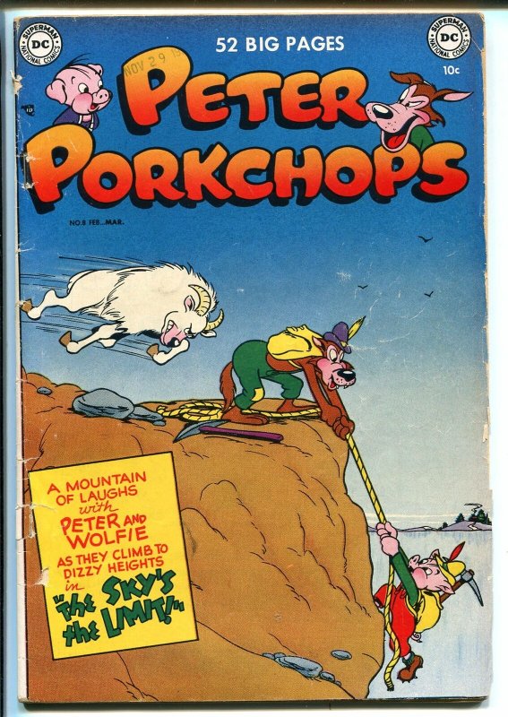 PETER PORKCHOPS #8 1951-DC COMICS-MOUNTAIN CLIMB COVER-OTTO FEVER ART-vg minus