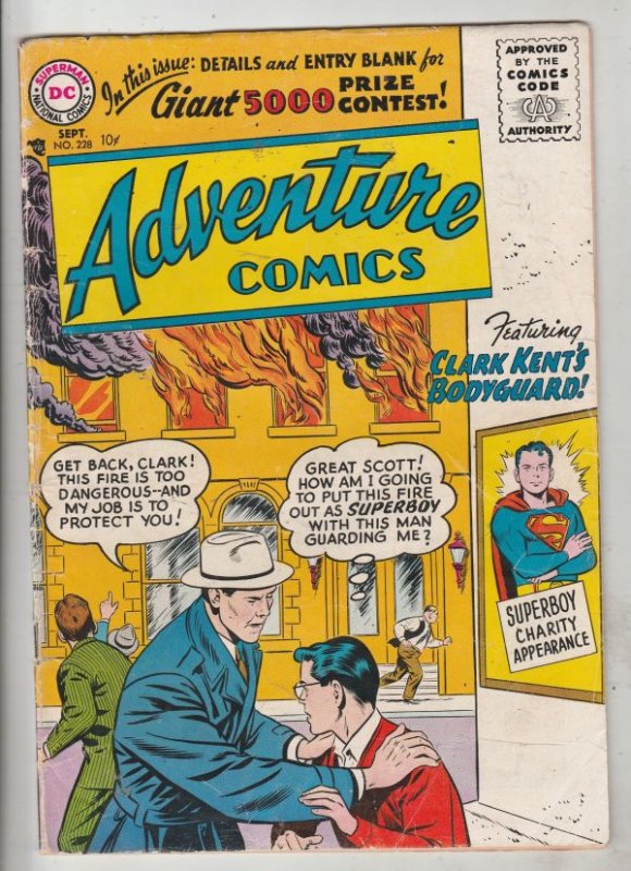 Adventure Comics #228 (Sep-56) VG/FN+ Mid-Grade Superboy, Green Arrow, Aquaman