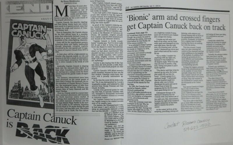 CAPTAIN CANUCK PROMOTIONAL/PRESS KIT! Comics! Ad rates! Signed stuff!Rich Comely